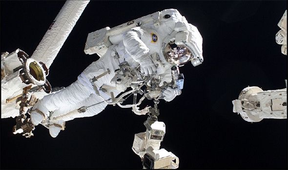 Consider the gravity of the situation if a space walk were to go wrong. Above: European Space Agency astronaut Luca Parmitano has some idea. In 2013, an equipment malfunction caused his helmet to fill with water.   