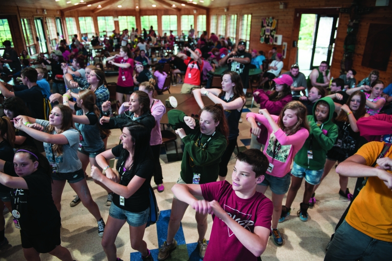 Kids get their hearts pumping with music at Heart Camp. Shaking their groove thing after every meal is a tradition. (Photo: Scott Goldsmith) 