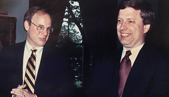 Lawyers Alan Meisel and Mark Nordenberg, former Pitt chancellor, c. 1994