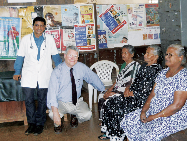 Reynolds (second from left) with colleagues and volunteers at Sangath in Goa, India.