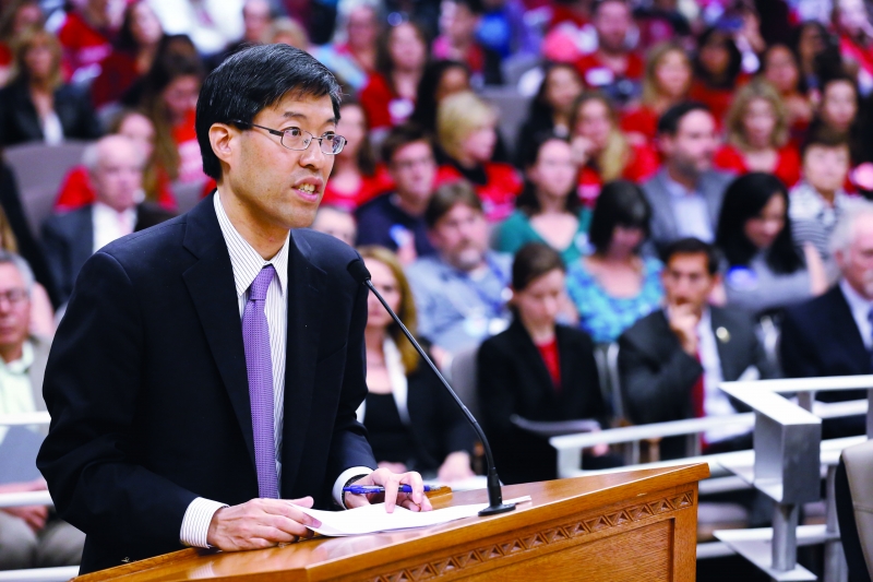 Pan speaks at a hearing of the California Senate Health Committee for his legislation SB 277, which has toughened vaccination requirements for California schoolchildren. (Photo: Lorie Shelley)